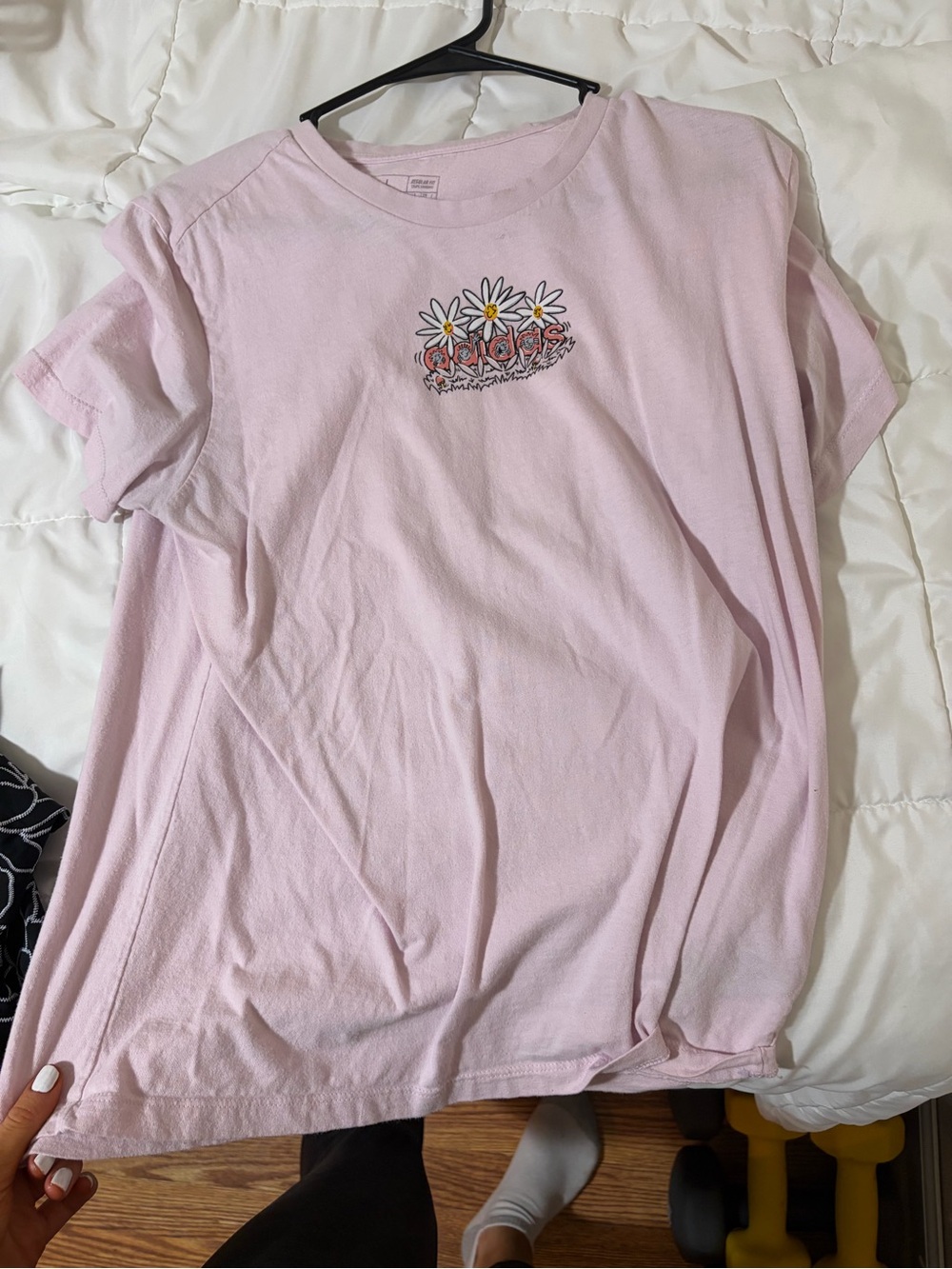 adidas Light Pink Daisy Graphic Short Sleeve Tee